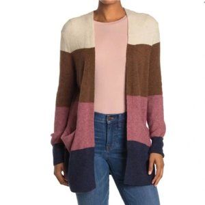 Madewell Stripe Short Walker Cardigan Sweater in Heather Quinoa - Size Small